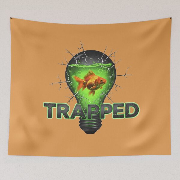 Item preview, Trapped Goldfish in Lightbulb Neon Green Horror Art designed and sold by puzzell.