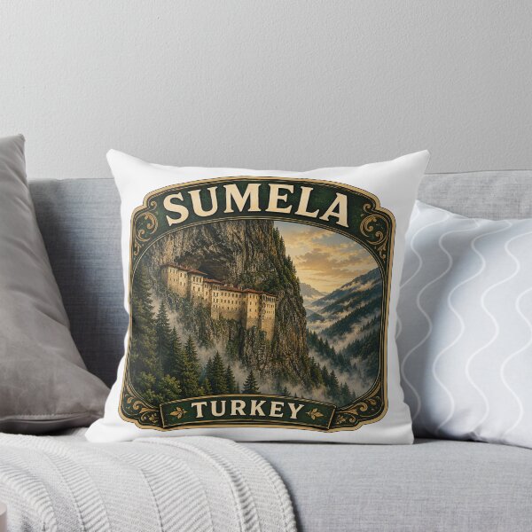 Item preview, Sumela Monastery Vintage Travel Badge | Trabzon Turkey Cliffside Monastery Sticker designed and sold by DreamPaw Studio.