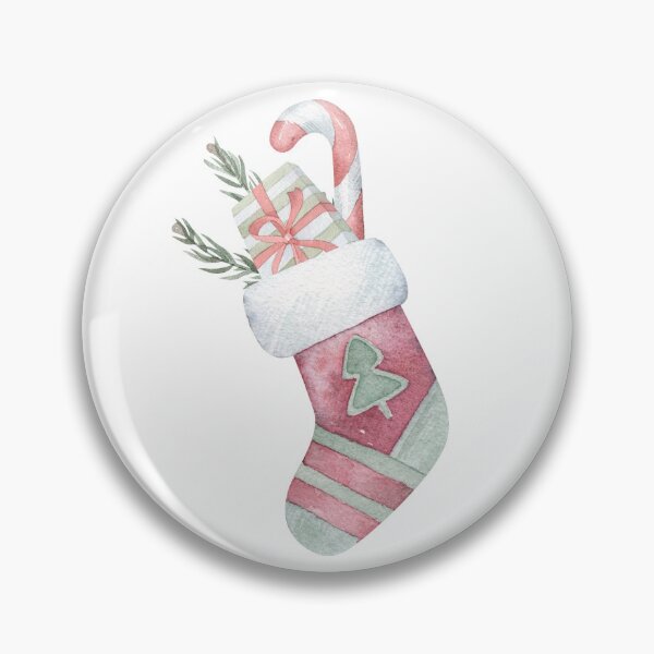 Item preview, Christmas Stocking with Candy Cane Watercolor Illustration designed and sold by SashaZinch.