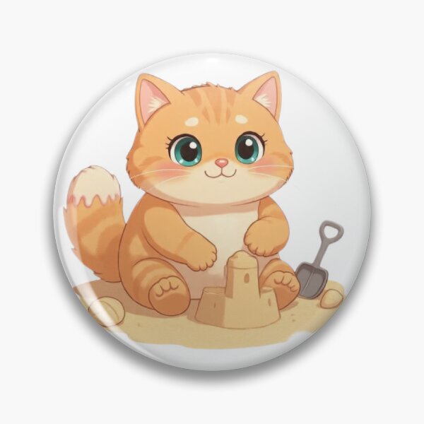 Item preview, Cute Kawaii Cat Building Sandcastle Beach designed and sold by Moody Vibes Studio.