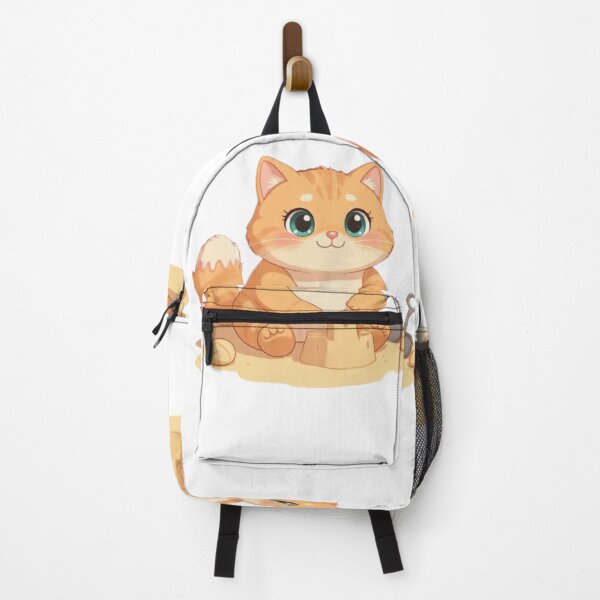 Item preview, Cute Kawaii Cat Building Sandcastle Beach designed and sold by Moody Vibes Studio.