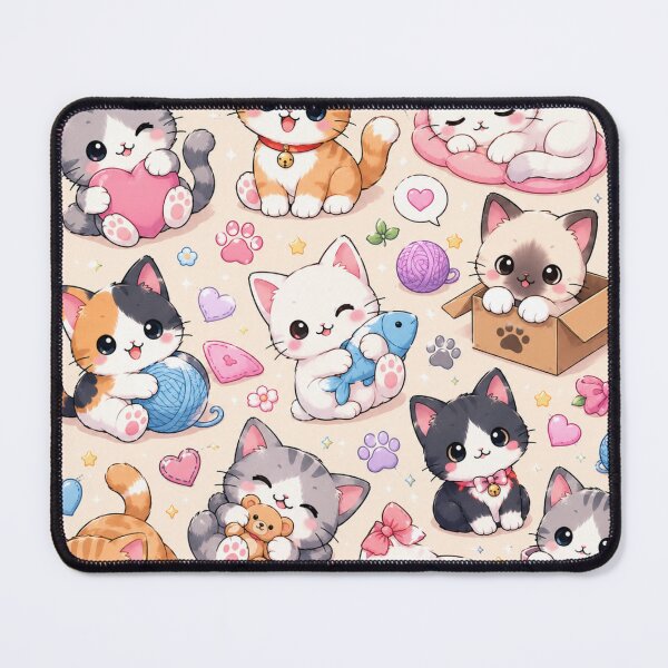 Item preview, Kawaii Cat Pattern Seamless Design designed and sold by Aramdesing.