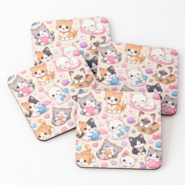 Item preview, Kawaii Cat Pattern Seamless Design designed and sold by Aramdesing.