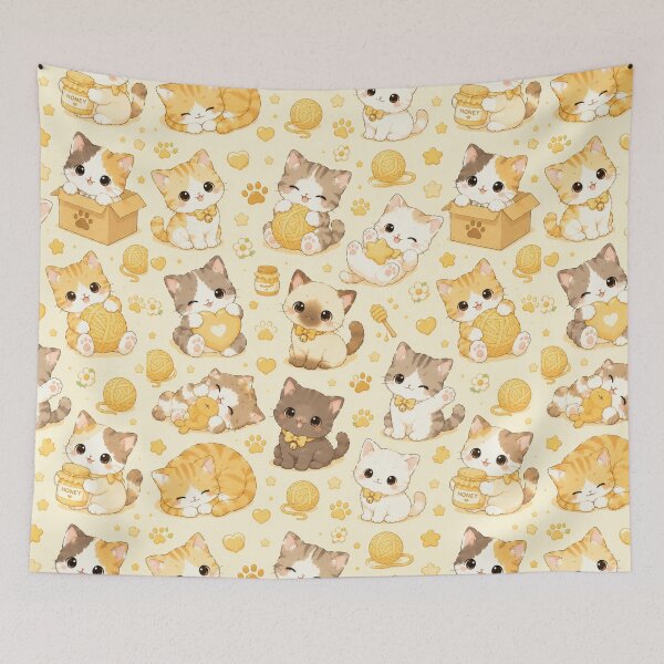 Item preview, Kawaii Cat Pattern Seamless Design designed and sold by Aramdesing.