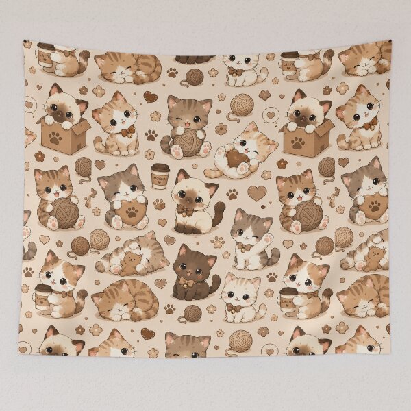 Item preview, Kawaii Cat Pattern Seamless Design designed and sold by Aramdesing.