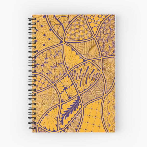 Item preview,  Organic Zentangle Color Pop Mustard and Purple Intricate Pen and Ink Abstract Artwork designed and sold by Mimsartprojects.