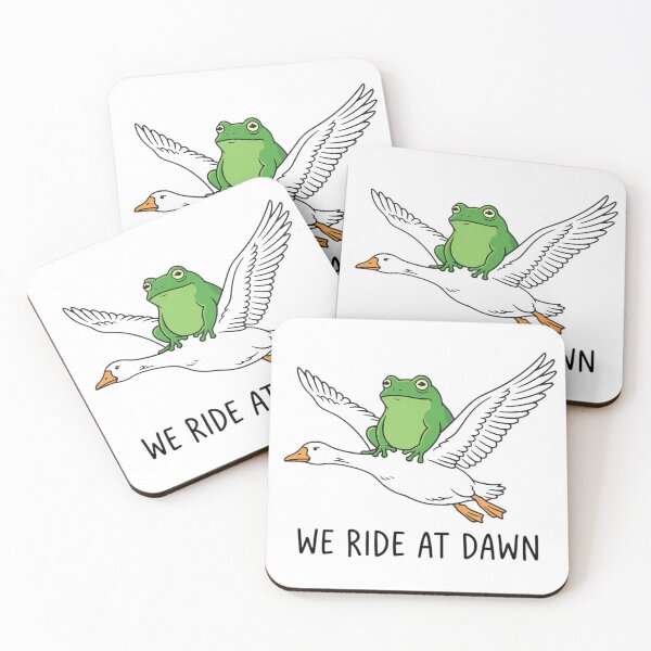 Item preview, We Ride At Dawn - Funny Frog Riding Goose Meme designed and sold by ZBIFBOUETLA.