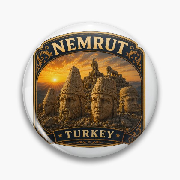 Item preview, Mount Nemrut Vintage Travel Badge | Ancient Stone Heads Turkey Sticker designed and sold by DreamPaw Studio.