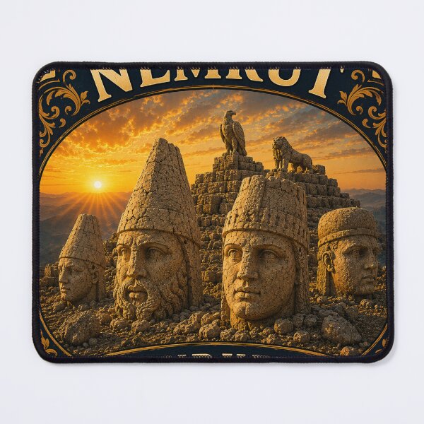 Item preview, Mount Nemrut Vintage Travel Badge | Ancient Stone Heads Turkey Sticker designed and sold by DreamPaw Studio.