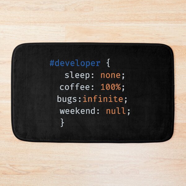 Aperçu de l'œuvre La vie d'un développeur : code CSS - Café et bugs à l'infini créée et vendue par PixelDriftX.