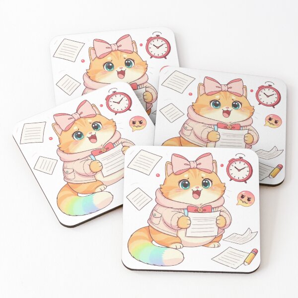 Item preview, Stressed Kawaii Study Cat Deadline Homework designed and sold by Luna's World .