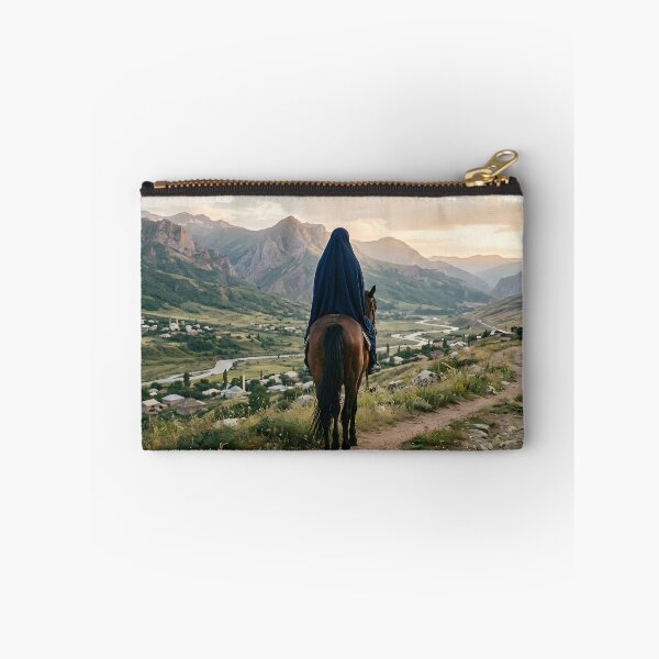 Item preview, Woman in Chador Riding a Horse in Mountain Valley Landscape designed and sold by hakikatm.