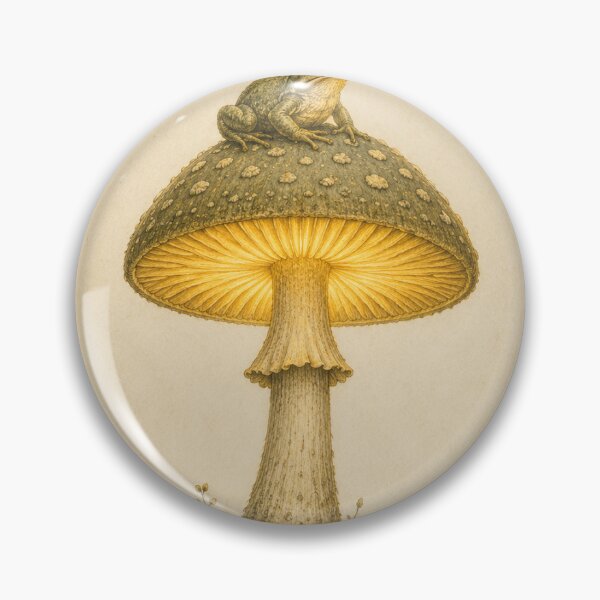 Item preview, Cottagecore Frog on a Glowing Toadstool Print — Luminous Vintage Mushroom Frogcore Art designed and sold by Brackenlume Studio.