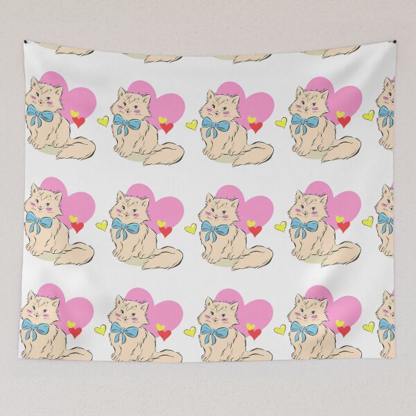 Item preview, Cute Cat with Bow and Hearts designed and sold by mando24895.