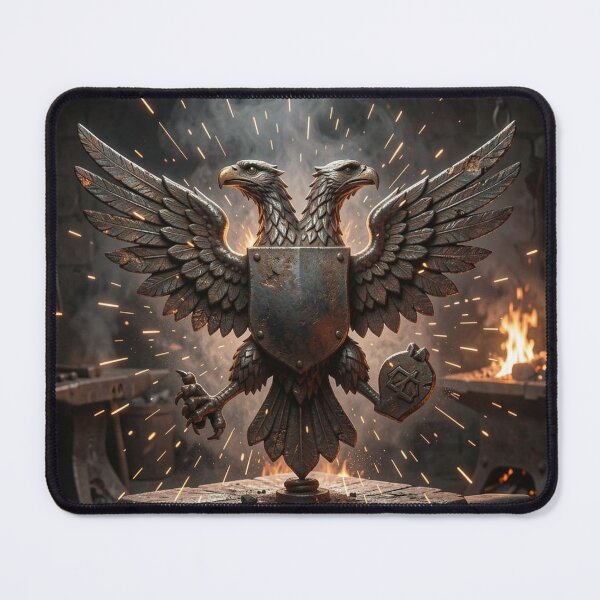 Item preview, Cinematic Dark Blacksmith Forge Sovereign Eagle Illustration designed and sold by TaBogroupsRed.