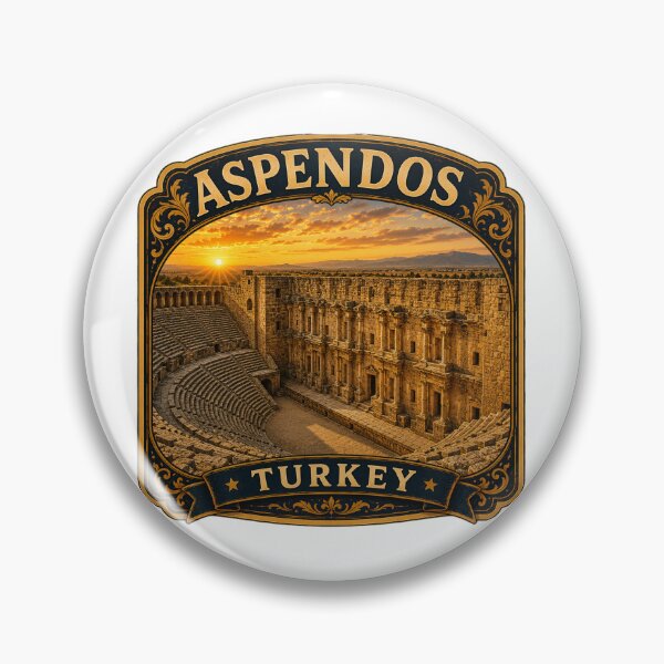 Item preview, Aspendos Roman Theater Vintage Travel Badge | Turkey Ancient Landmark Sticker designed and sold by DreamPaw Studio.