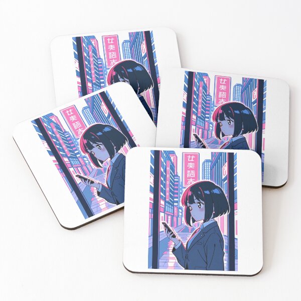 Item preview, Urban Night Scene - Young woman holding device designed and sold by AnimeShin.