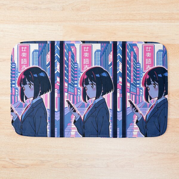 Item preview, Urban Night Scene - Young woman holding device designed and sold by AnimeShin.