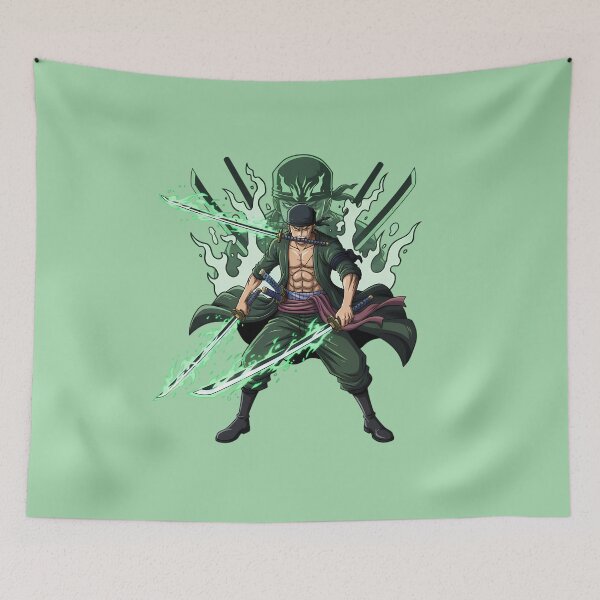 Item preview, Roronoa Zoro Three Sword Style Green Flame Aura designed and sold by luffy2374.