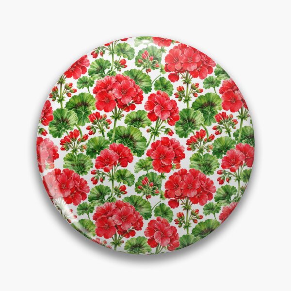 Item preview, Red Geranium Garden Watercolor Cottage Seamless Pattern designed and sold by Inkworksbyshery.