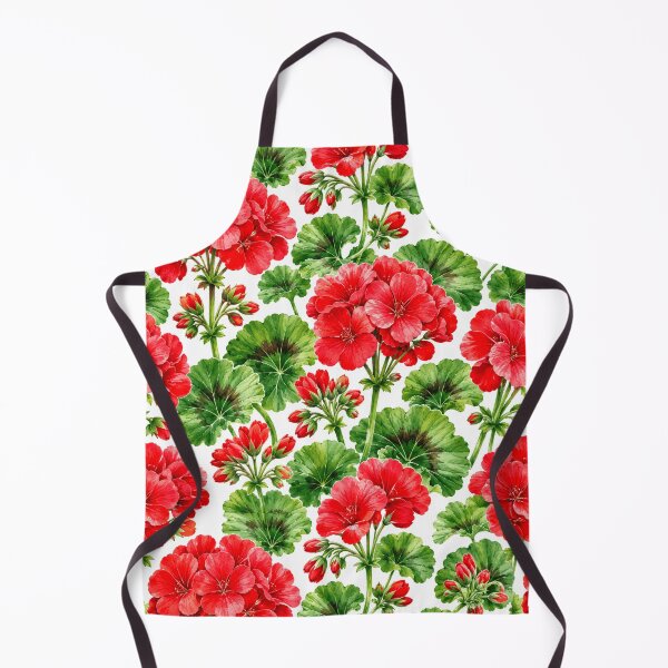 Item preview, Red Geranium Garden Watercolor Cottage Seamless Pattern designed and sold by Inkworksbyshery.