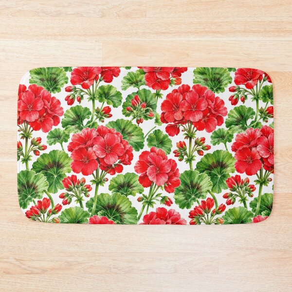 Item preview, Red Geranium Garden Watercolor Cottage Seamless Pattern designed and sold by Inkworksbyshery.