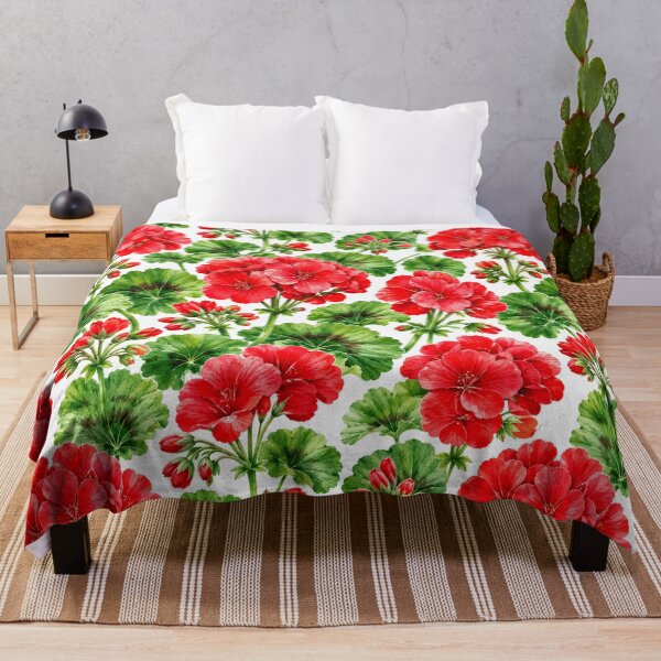 Item preview, Red Geranium Garden Watercolor Cottage Seamless Pattern designed and sold by Inkworksbyshery.