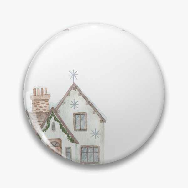 Item preview, Christmas Cottage Wreath Watercolor Illustration | Holiday Frame PNG | Winter House Clipart | Rustic Christmas Decor designed and sold by SashaZinch.