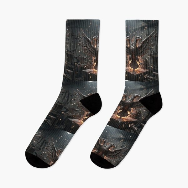 Item preview, Industrial Heritage Flame-Kissed Iron Eagle Premium Poster designed and sold by TaBogroupsRed.