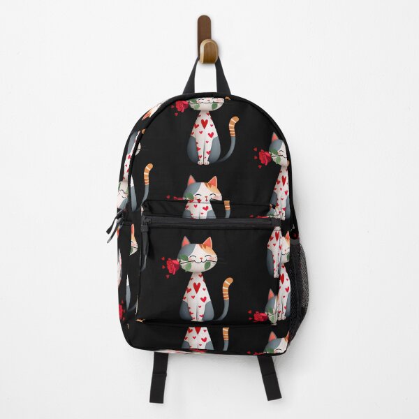 Item preview, Happy cute kitten holding rose with heart pattern designed and sold by mando24895.