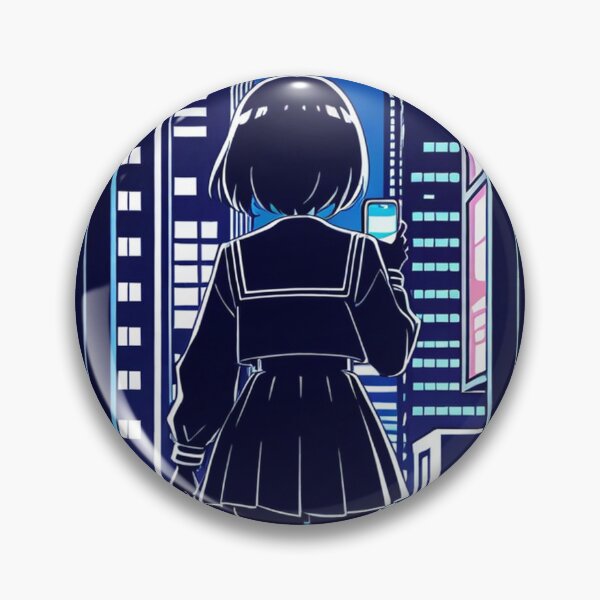 Item preview, Urban Night Scene - Young woman holding glowing device designed and sold by AnimeShin.