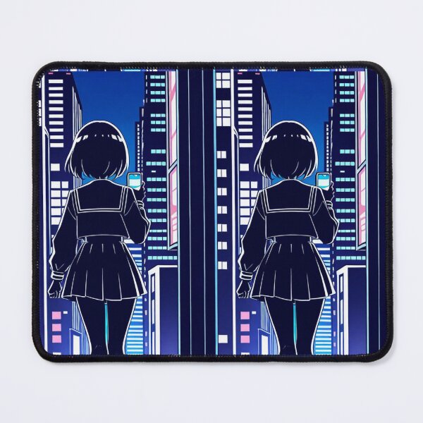 Item preview, Urban Night Scene - Young woman holding glowing device designed and sold by AnimeShin.