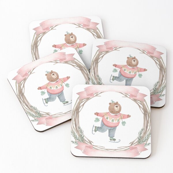 Item preview, Cute Ice Skating Bear Watercolor Frame PNG | Christmas Wreath Clipart | Winter Holiday Border | Bear Illustration | Festive Frame designed and sold by White Rabbit Design .