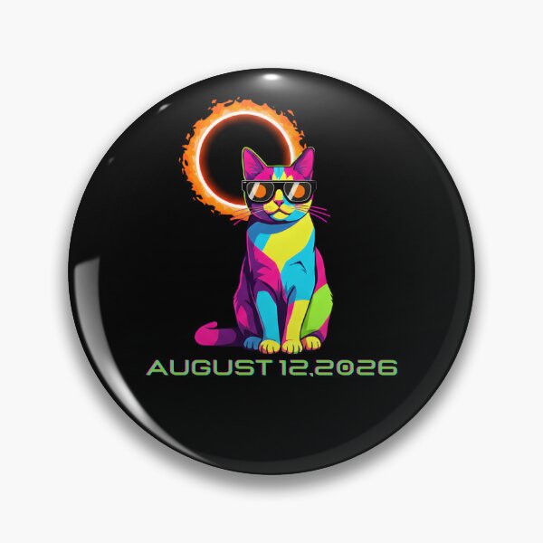 Item preview, Spain Total Solar Eclipse 2026 Colorful Cat Astronomy Celebration designed and sold by ArtByKatti.