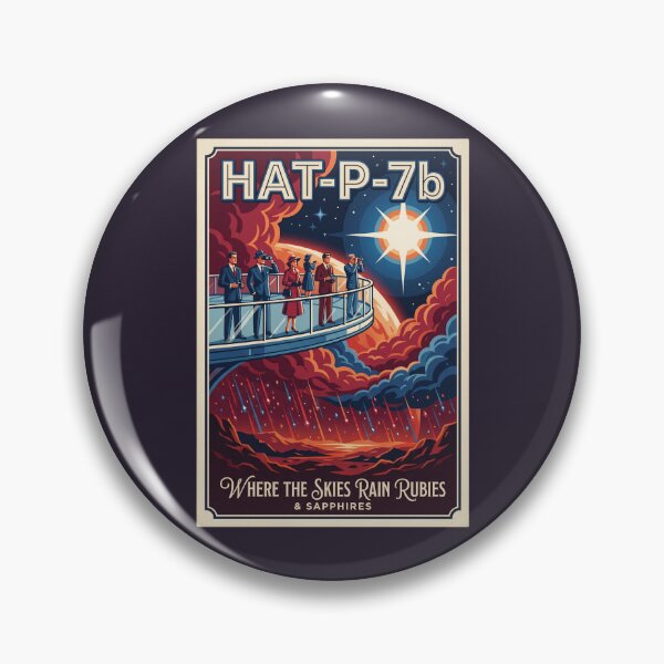 Item preview, HAT-P-7b Ruby Rain Retro NASA Travel Poster designed and sold by RetroRewind Studio.