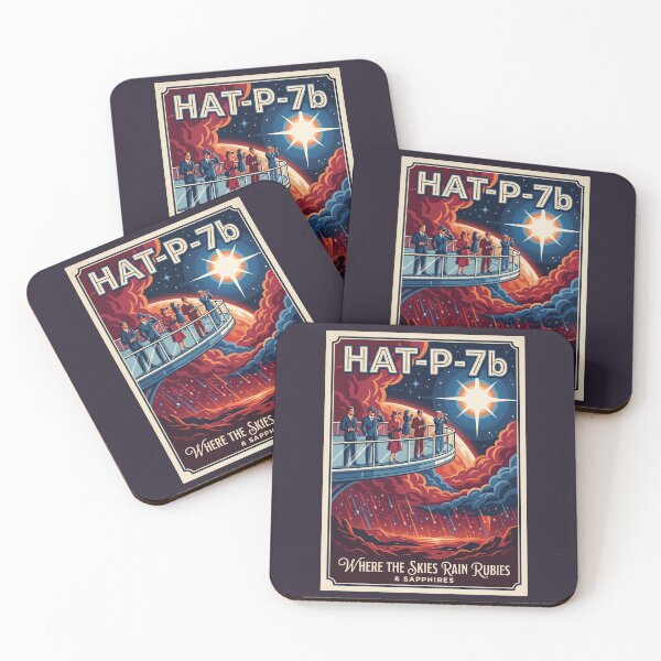 Item preview, HAT-P-7b Ruby Rain Retro NASA Travel Poster designed and sold by RetroRewind Studio.