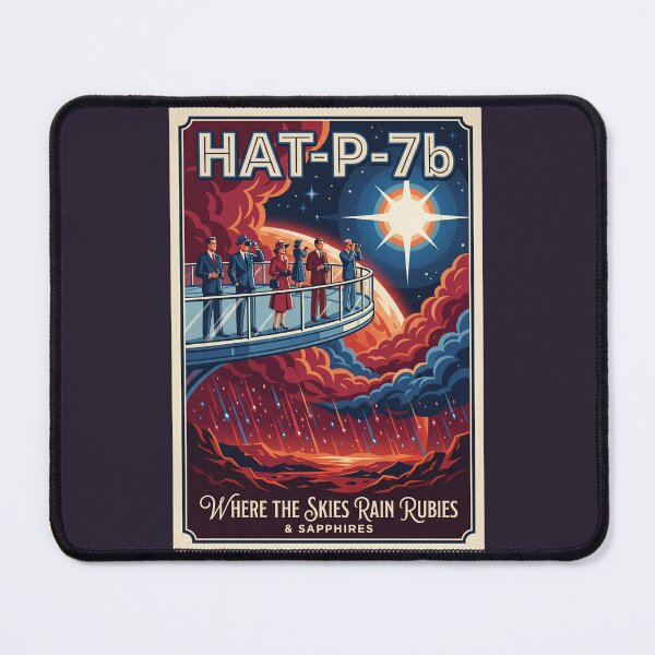 Item preview, HAT-P-7b Ruby Rain Retro NASA Travel Poster designed and sold by RetroRewind Studio.