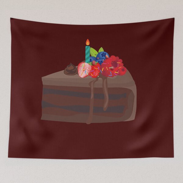 Item preview, Chocolate Birthday Cake Slice with Fresh Fruits and Candle designed and sold by Zenith-Prime.