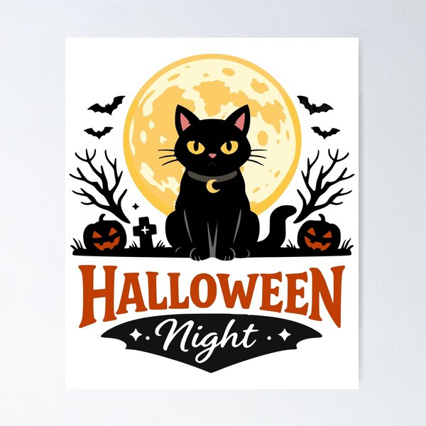 Item preview,  Black Cat and Moon T-Shirt  designed and sold by InkForge Studio.