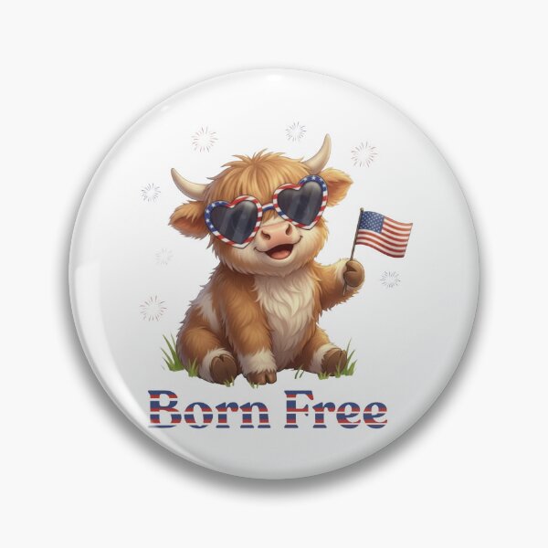 Item preview, Born Free Patriotic Highland Cow designed and sold by HumTumMe.