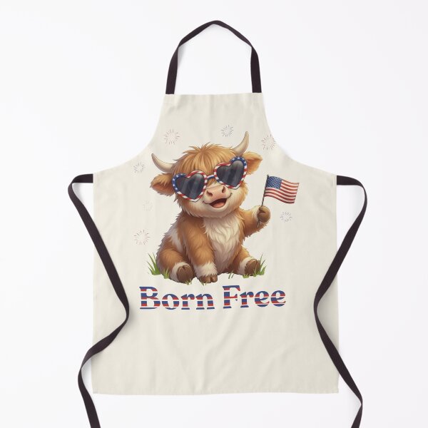 Item preview, Born Free Patriotic Highland Cow designed and sold by HumTumMe.