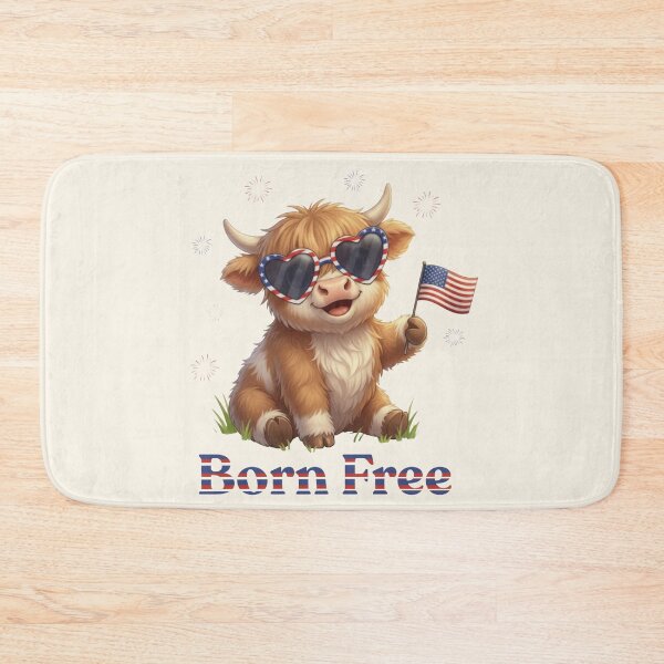 Item preview, Born Free Patriotic Highland Cow designed and sold by HumTumMe.