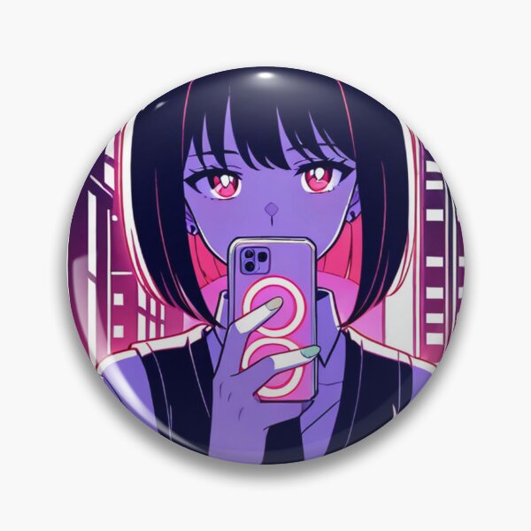 Item preview, Urban Night Scene - Young woman holding glowing phone designed and sold by AnimeShin.