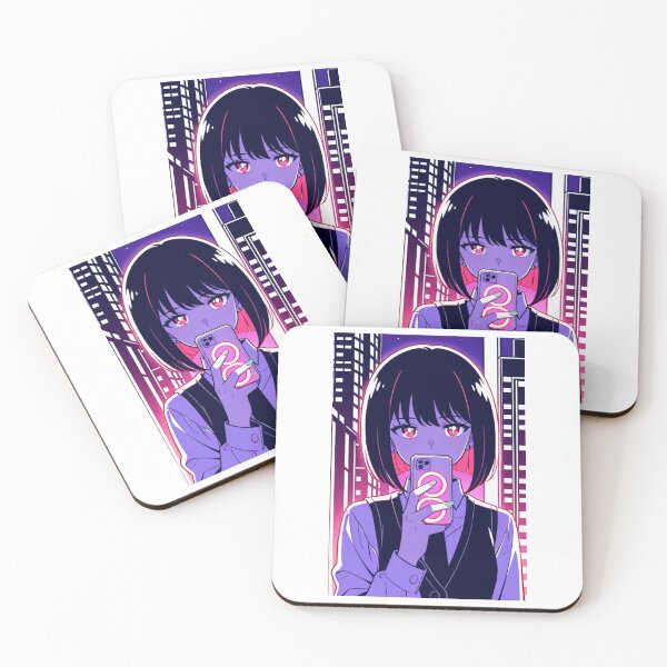 Item preview, Urban Night Scene - Young woman holding glowing phone designed and sold by AnimeShin.