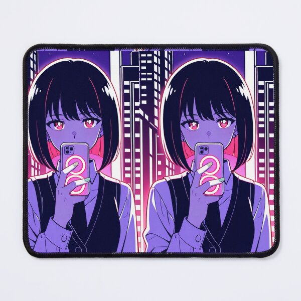 Item preview, Urban Night Scene - Young woman holding glowing phone designed and sold by AnimeShin.