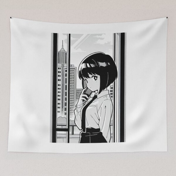 Item preview, Urban Scene - Woman on phone call near window designed and sold by AnimeShin.
