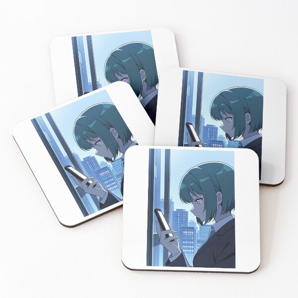 Item preview, Urban Scene - Young businesswoman looking at mobile device designed and sold by AnimeShin.