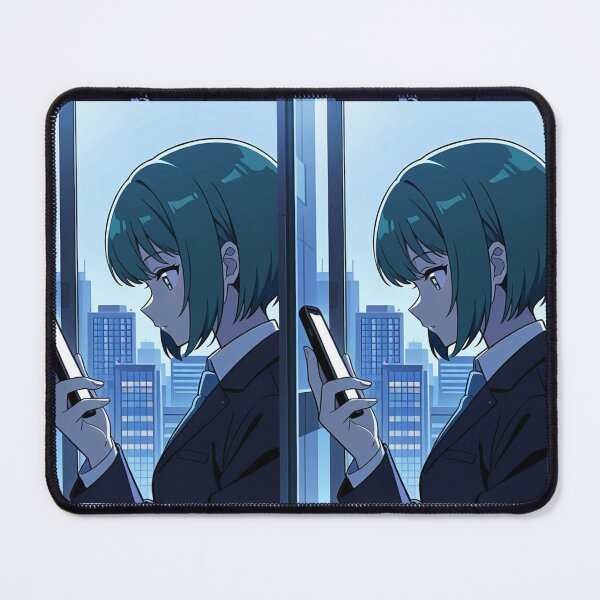 Item preview, Urban Scene - Young businesswoman looking at mobile device designed and sold by AnimeShin.