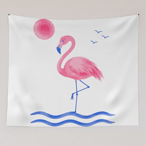 Item preview, Pink Flamingo Art Print, Tropical Bird Illustration, Coastal Summer Decor, Minimalist Flamingo Artwork designed and sold by Studio pod Burom.