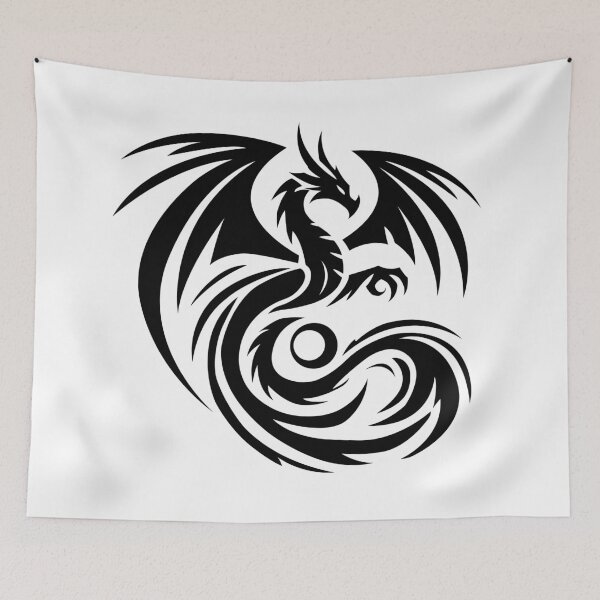 Item preview, Tribal Dragon — Blackwork Fantasy Tattoo Style Art designed and sold by SivaroStudio.